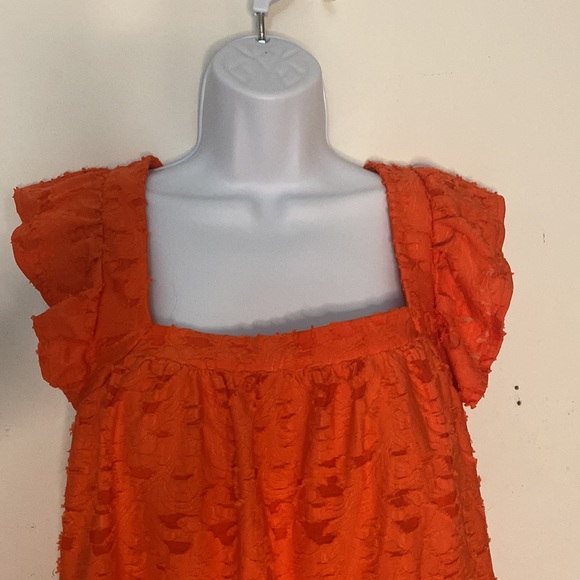 LC Lauren Conrad | Square Neck, Ruffle Sleeve,Cross Back top - Picture 7 of 15